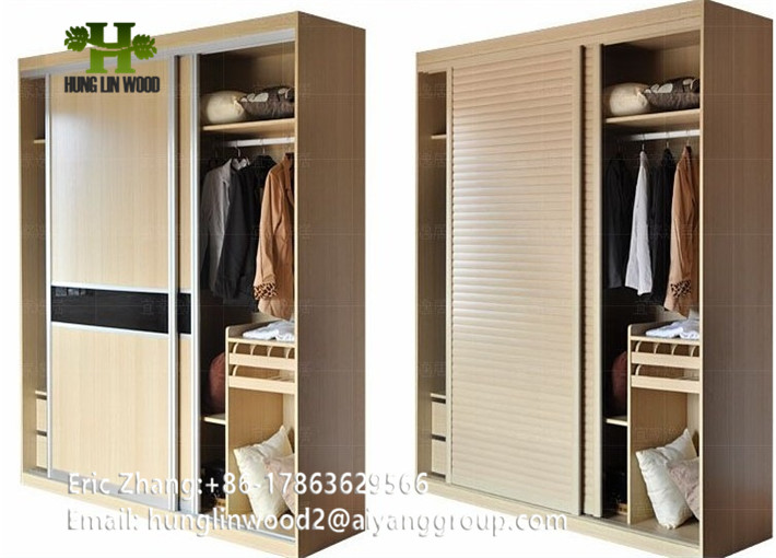 Oppein Project Modern Wood Grain Melamine Sliding Wardrobe