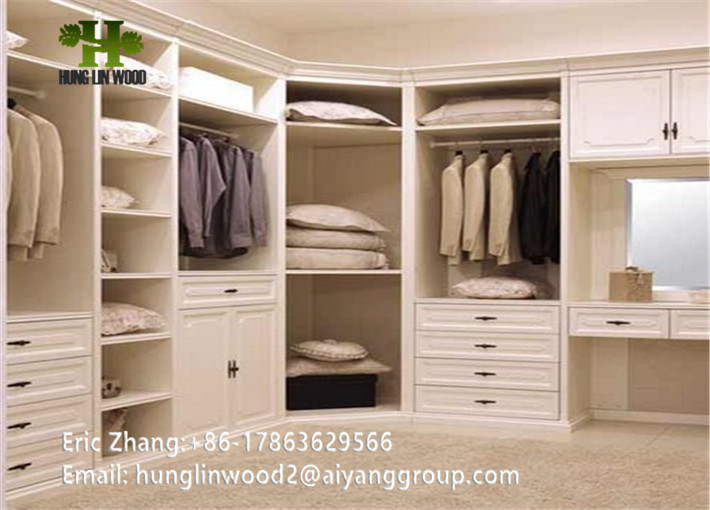 European Classic Design Wooden Wardrobe Bedroom Furniture Walk-in Wardrobe