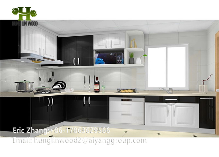 Good Price Apartment Hotel Project Use Modular Modern Wooden Melamine Laminate Kitchen Cabinets