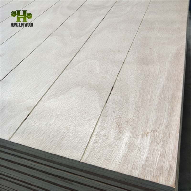 Furniture Grade Slotted Pine Plywood, V Grooved Pine Laminated Plywood with Low Price