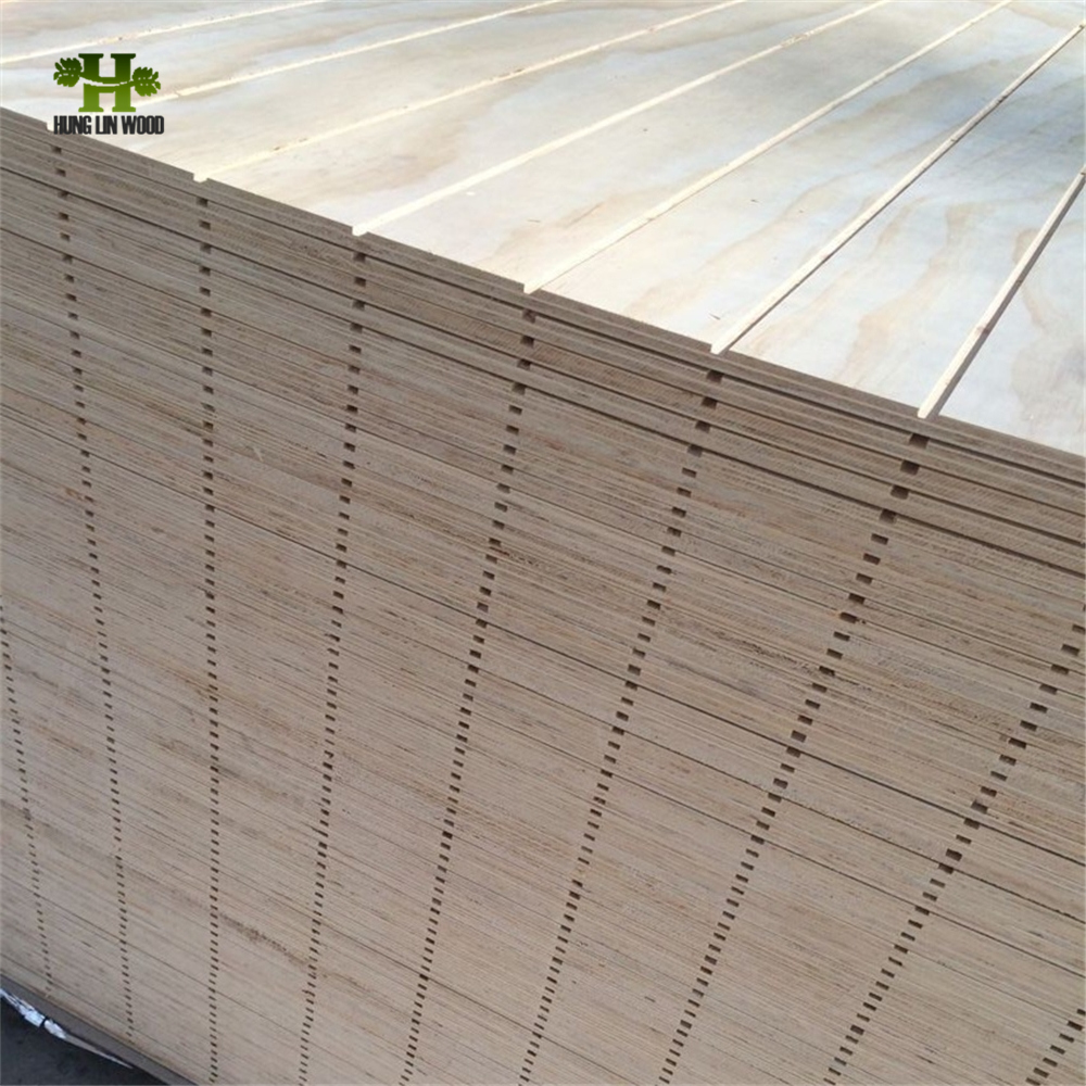 High Quality Slotted Pine Commercial Plywood, Grooved Plywood for Furniture