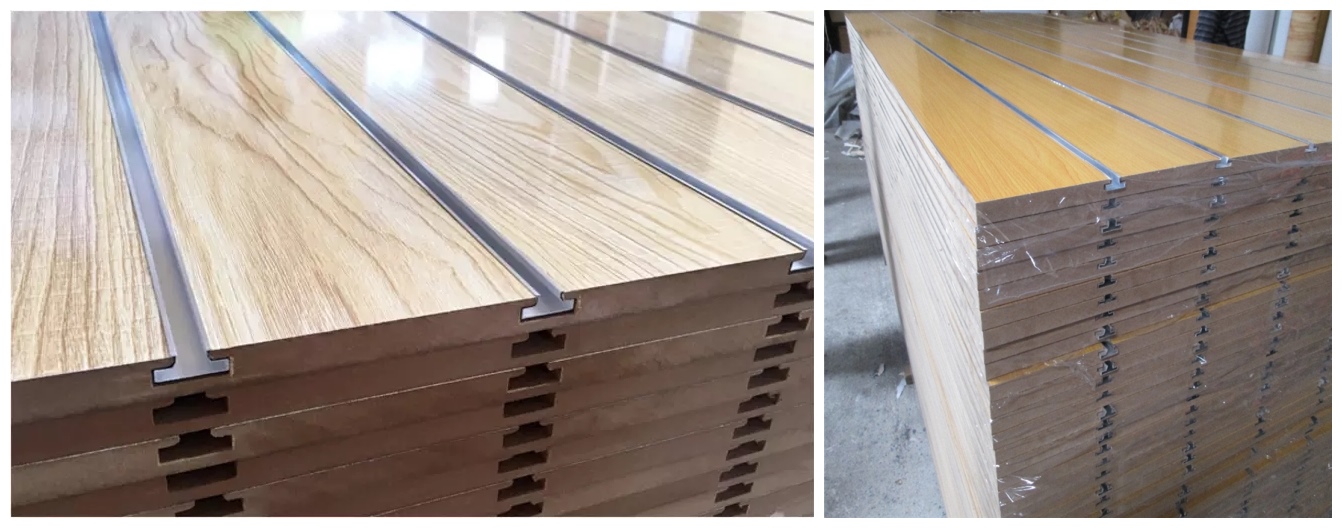 MDF Slatwall Panels / Slotted MDF with Strips and Hooks from China