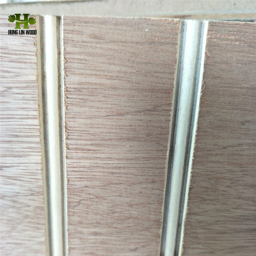 12mm Grooved/Slotted Pine Plywood, Laminated Commercial Poplar Hardwood Plywood with Low Price