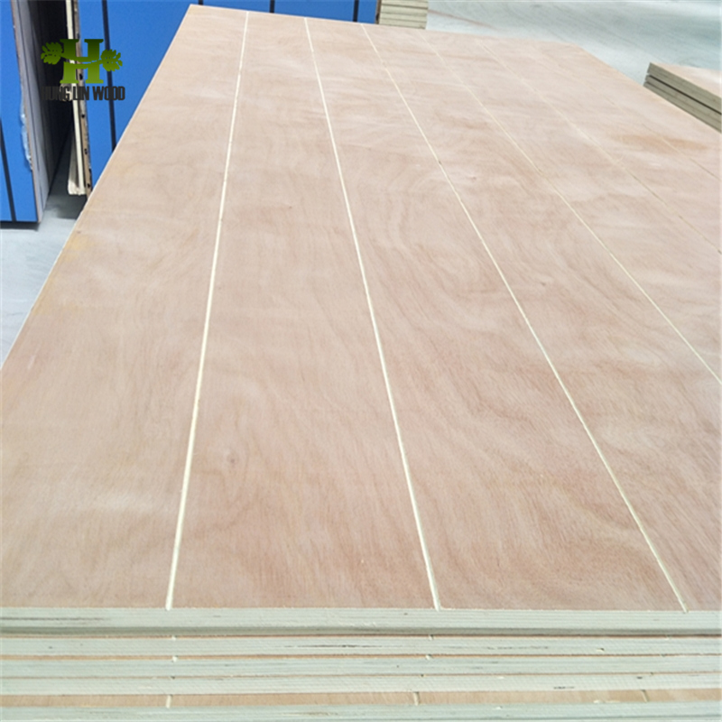 12mm 9mm Pine Grooved Plywood, Commercial Laminated Plywood Board for Wall Panel